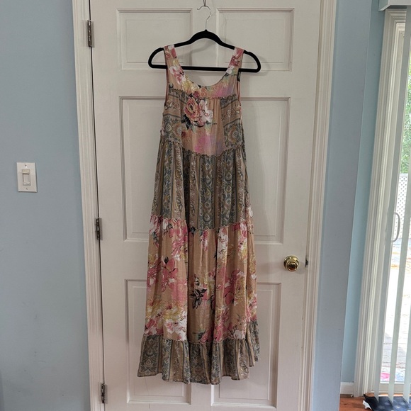 DAVI & DANI Dresses & Skirts - DAVI & DANI Patchwork Floral Maxi Dress - Pink and Beige